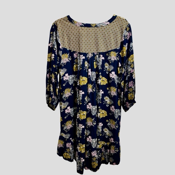 Umgee mixed fabric floral print tunic top/dress with ruffle hem Small - Picture 8 of 10